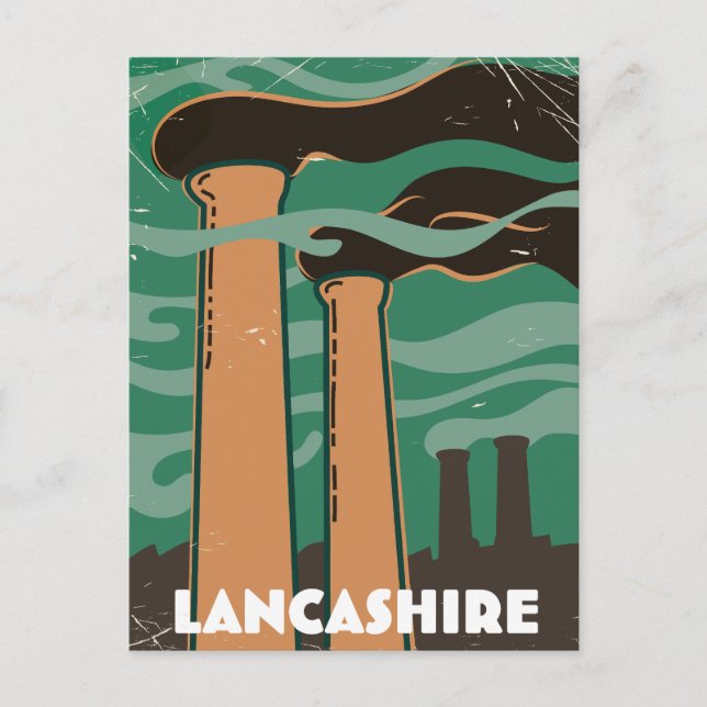 Postal Lancashire Chimney viaje vintage. (Anverso)