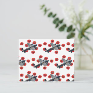 Postal Lancaster Antiguo Entre Amapolas Rojas