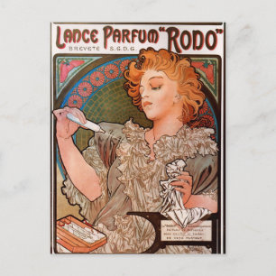 Postal Lance parfum Rodo por Alphonse Mucha