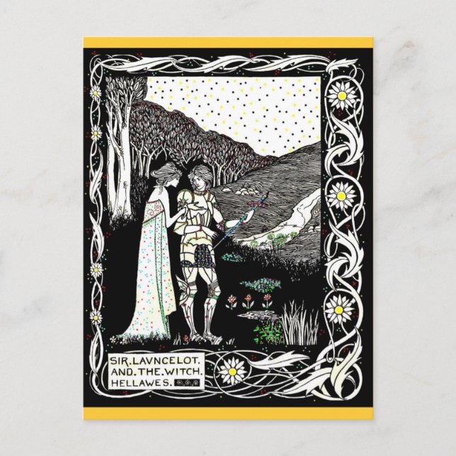 Postal Lancelot y Hellawes la Bruja (Anverso)