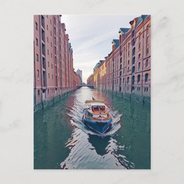 Postal Lancha de crucero fluvial, Hamburgo (Anverso)