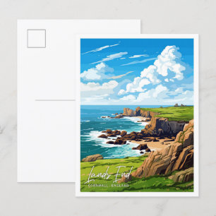 Postal Lands End Cornwall Travel Vintage ilustracion