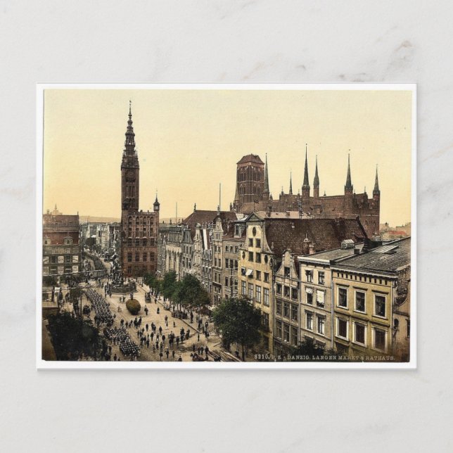 Postal Langen Market and Court House, Danzig, West Prussi (Anverso)