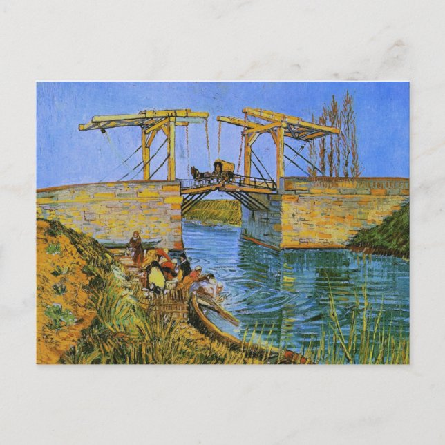 Postal Langlois Bridge Women Lavando a Van Gogh Bella Art (Anverso)
