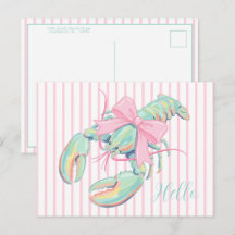 Langosta de Acuarela Pastel Elegante sobre Rayas