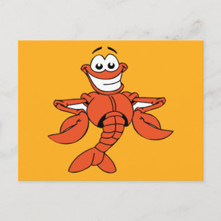 Postal Langosta de dibujos animados naranja divertida son