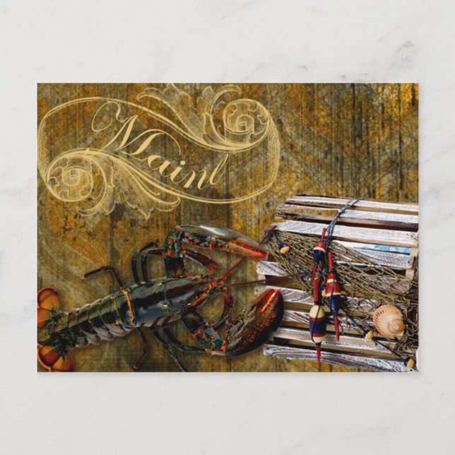 Postal Langosta de Maine grunge (Anverso)