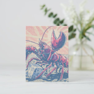 Postal Langosta de Maine Rompiendo Cubo de Hielo Retro