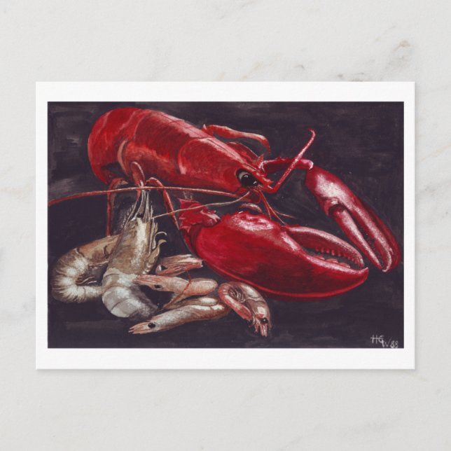 Postal Langosta y gambas (Anverso)