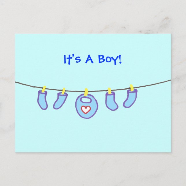 Postal Lanza de niños es un chico! Personalizado (Anverso)