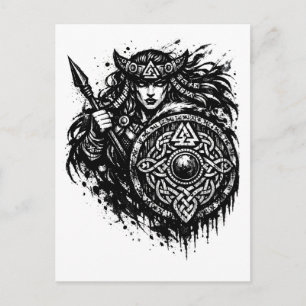 Postal Lanza‑Símbolo de Doncella Escudo – Tinta de Guerre
