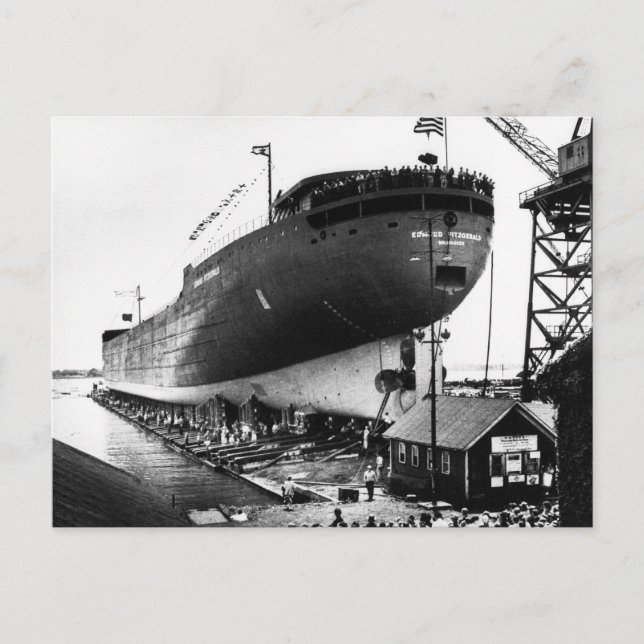 Postal Lanzamiento del Edmund Fitzgerald 6-8-1958 (#1) (Anverso)
