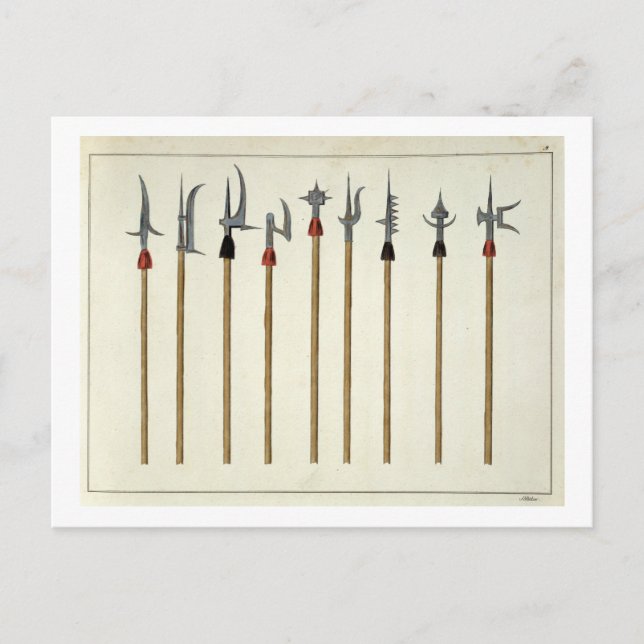 Postal Lanzas, lanzas, halberas y partisanos, plato para (Anverso)