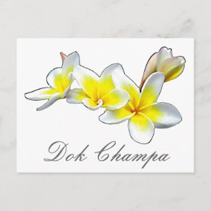 POSTAL LAO FLOWER DOK CHAMPA - PLUMERIA RUBRA