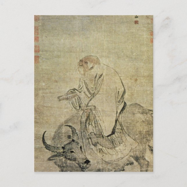 Postal Lao-tzu montando su buey, chino, Dinastía Ming (Anverso)