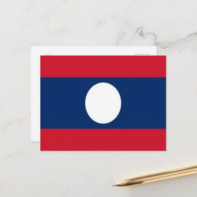 Postal Laos - Estandarte - (Anverso/Reverso In Situ)