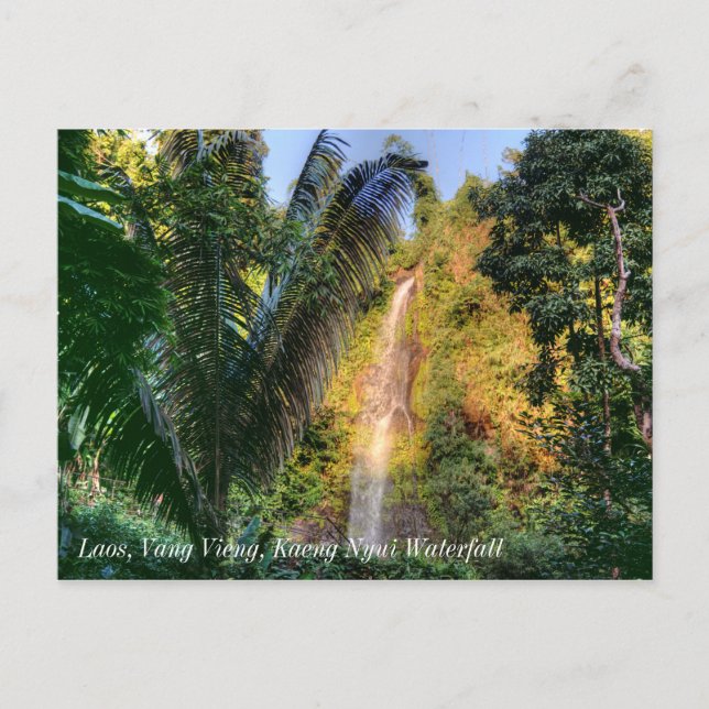 Postal Laos, Vang Vieng, cascada Kaeng Nyui (Anverso)