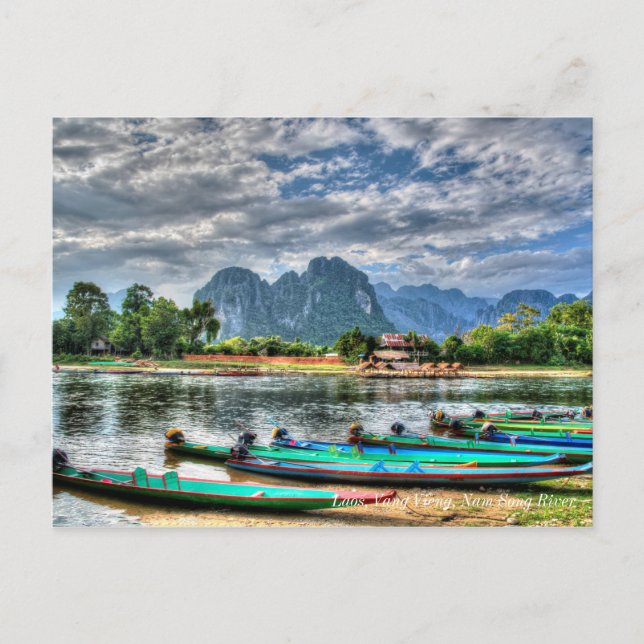 Postal Laos, Vang Vieng, Nam Song River (Anverso)