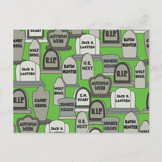 Postal Lápidas mortuarias divertidas de Halloween (Anverso)