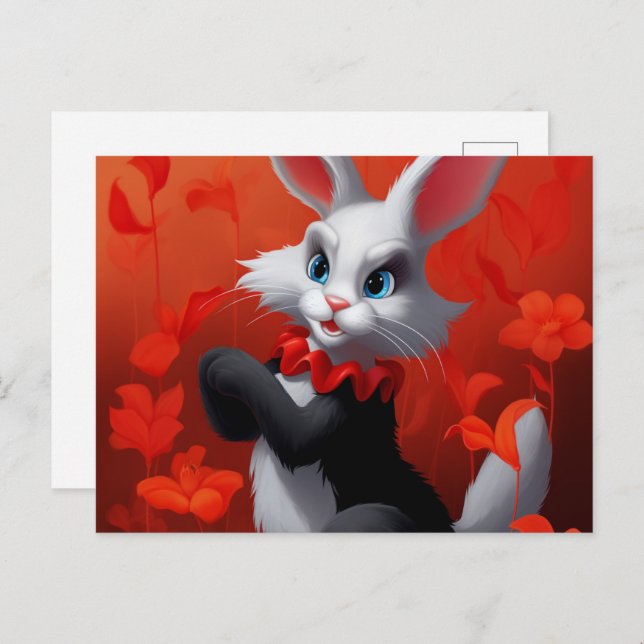 Postal Lapin Noir Et Blanc (Anverso / Reverso)