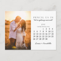 Lápiz con el calendario Save the Date de junio de 
