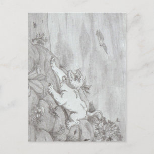 Postal Lápiz de arte White Lioness fantasía de águila vol