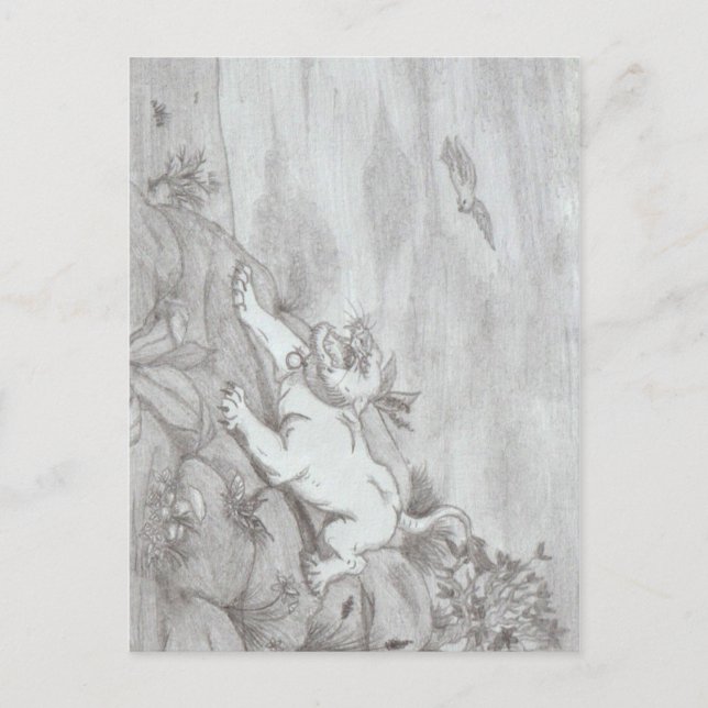 Postal Lápiz de arte White Lioness fantasía de águila vol (Anverso)