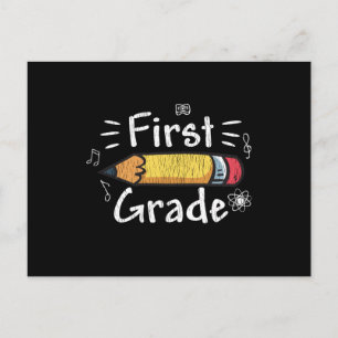 Postal Lápiz de Primer Grado Regreso a la Escuela Niños E