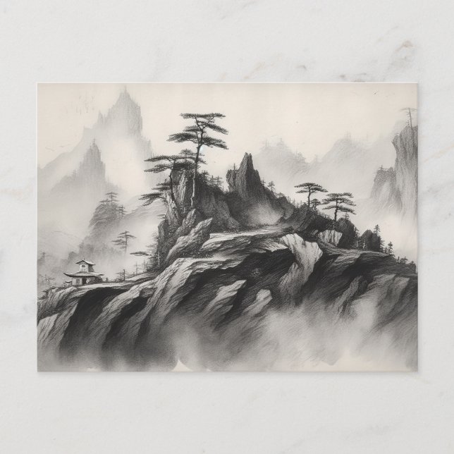 Postal Lápiz en el paisaje del papel (Anverso)