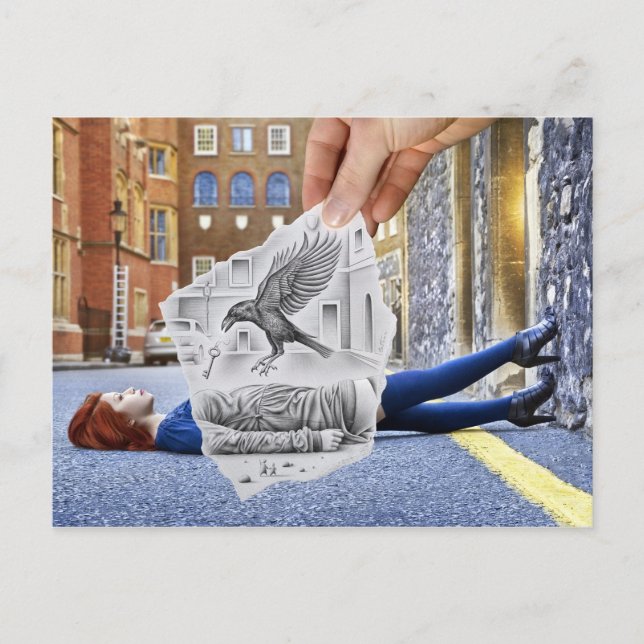 Postal Lápiz Vs Cámara - Crow (Anverso)