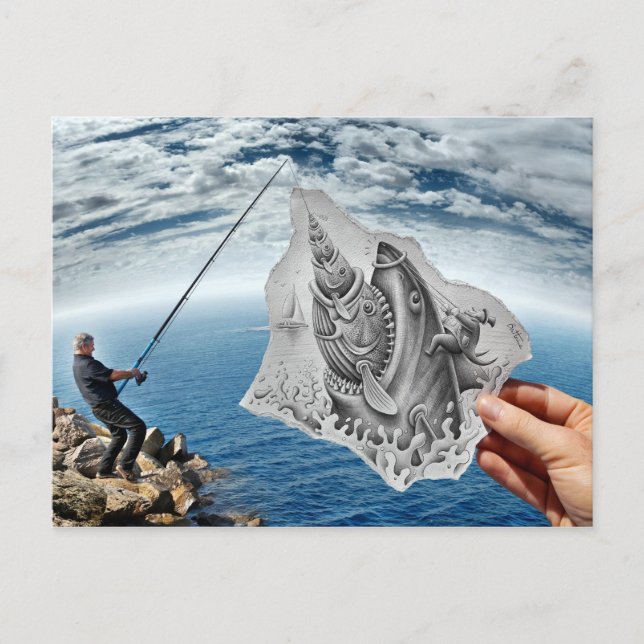 Postal Lápiz Vs Cámara - Tiburón (Anverso)