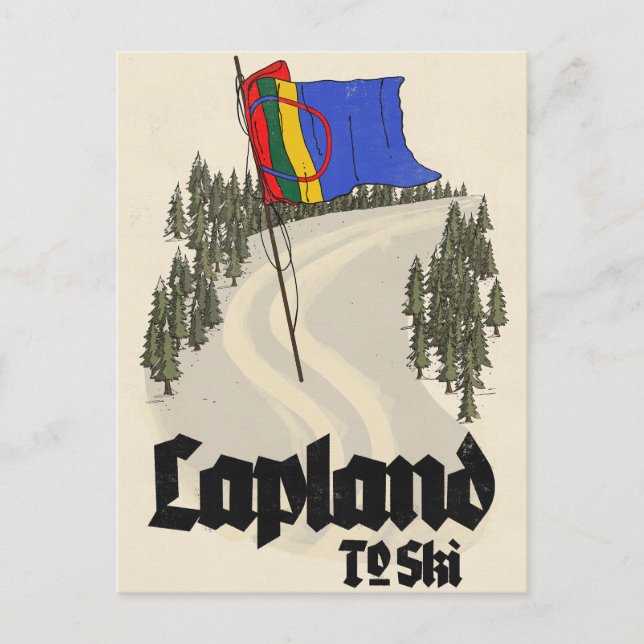 Postal Laponia para esquiar (Anverso)