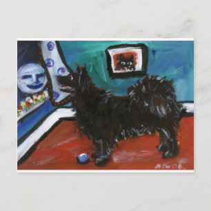 Postal Lapphund sueco siente luna sonriente