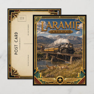 Postal Laramie Wyoming Arte Deco Vintage Edad Dorada