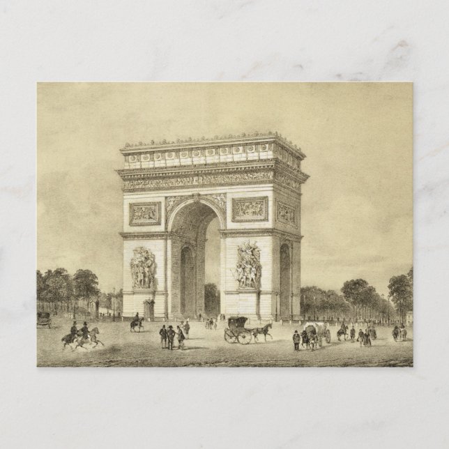 Postal L'Arc de Triomphe, París, grabado por Auguste Bry (Anverso)