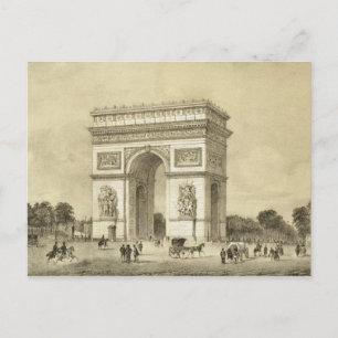 Postal L'Arc de Triomphe, París, grabado por Auguste Bry