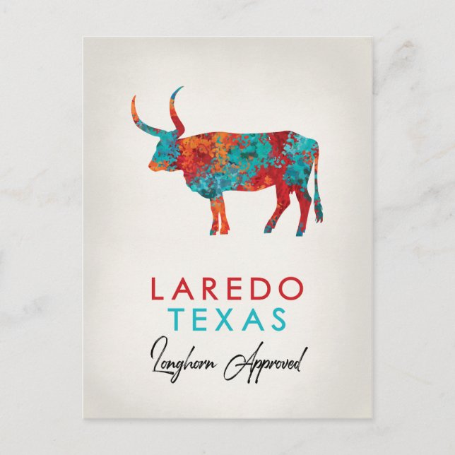 Postal Laredo Texas Colorful Longhorn (Anverso)