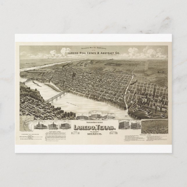 Postal Laredo Texas en 1890 (Anverso)