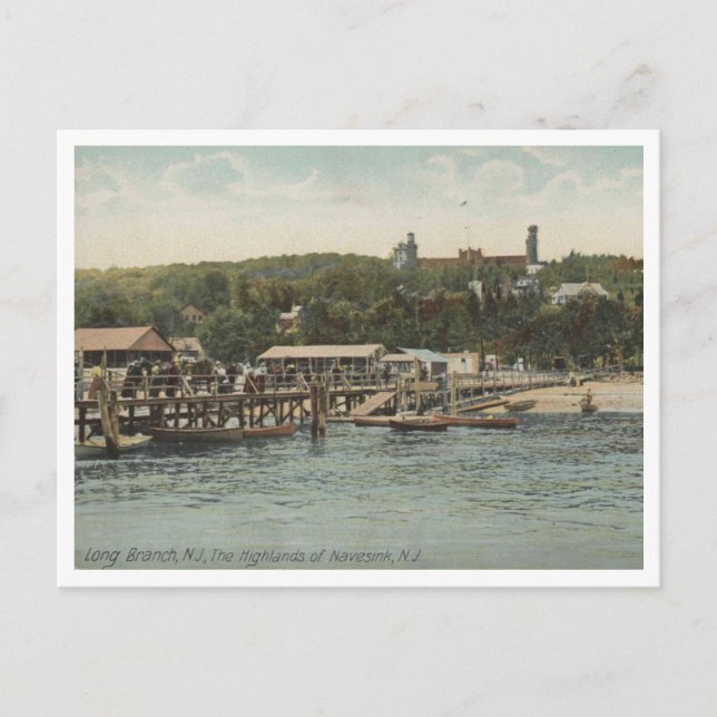 Postal Larga rama NJ Las tierras altas de Navesink c1906 (Anverso)