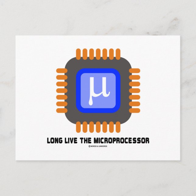 Postal Larga vida al microprocesador (humor geek) (Anverso)