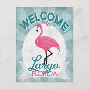 Postal Largo Florida Pink Flamingo Retro