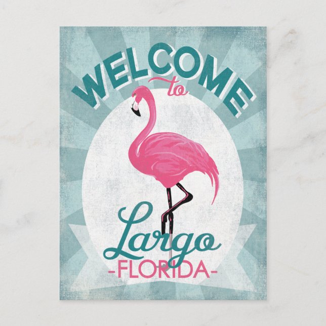 Postal Largo Florida Pink Flamingo Retro (Anverso)