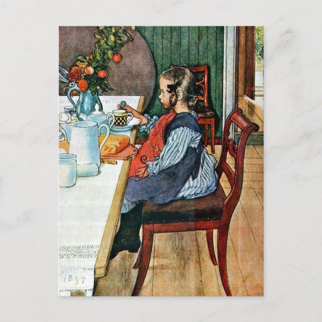 Postal Larsson: Desayuno de un difunto Riser (Anverso)