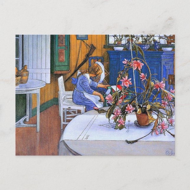 Postal Larsson - Interior con un Cactus (Anverso)