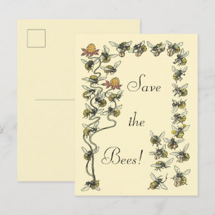 Postal Las abejas nodrizas que tocan música salvan las ab