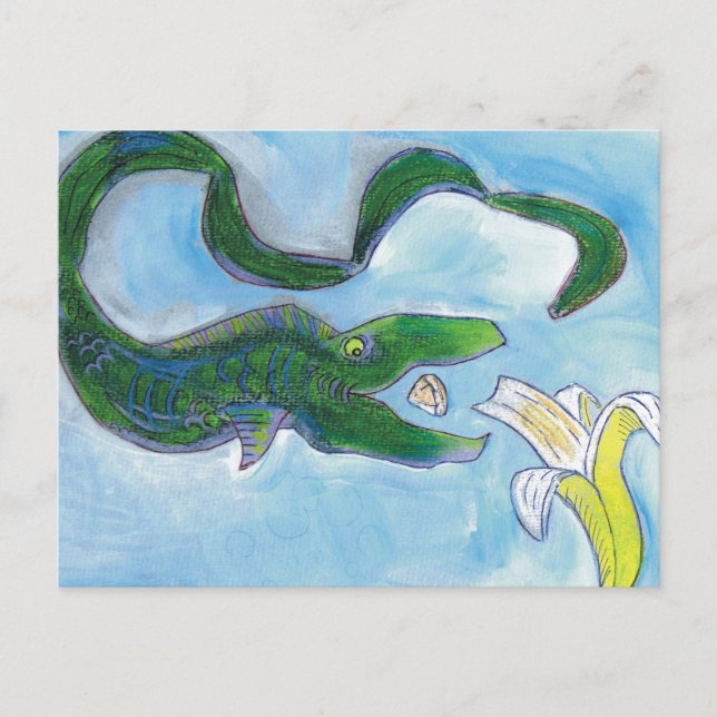 Postal ¡Las anguilas comen bananas! (Anverso)
