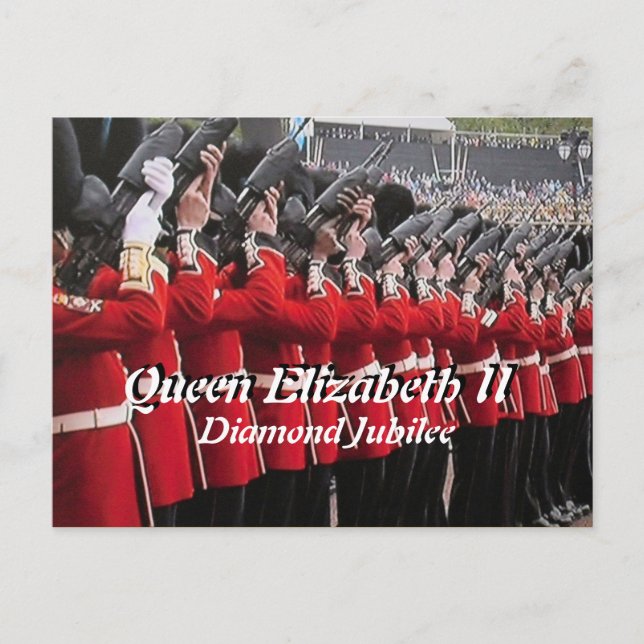 Postal Las armas de Jubileo de Diamante de Queens saludan (Anverso)