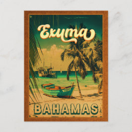 Postal Las Bahamas del Exuma - souvenirs Retro Beach Vint