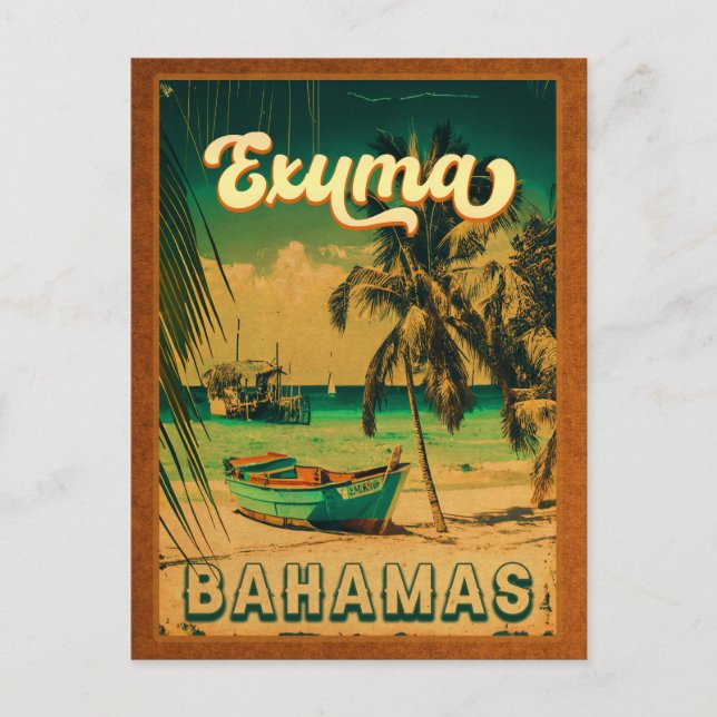 Postal Las Bahamas del Exuma - souvenirs Retro Beach Vint (Anverso)