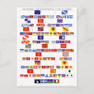 Postal Las banderas regionales y departamentales de Franc